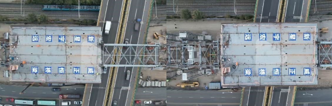世紀大街快速路工程 JY43～JY47 鋼箱梁上跨京哈高速頂推施工監測